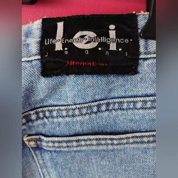 VINTAGE l.e.i. Flare Leg Denim Blue Jeans SIZE 5 • AUTHENTIC VINTAGE from 1990's - Picture 5 of 12